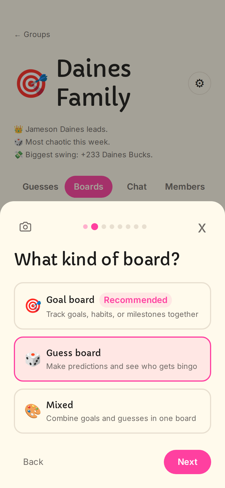Board purpose selector