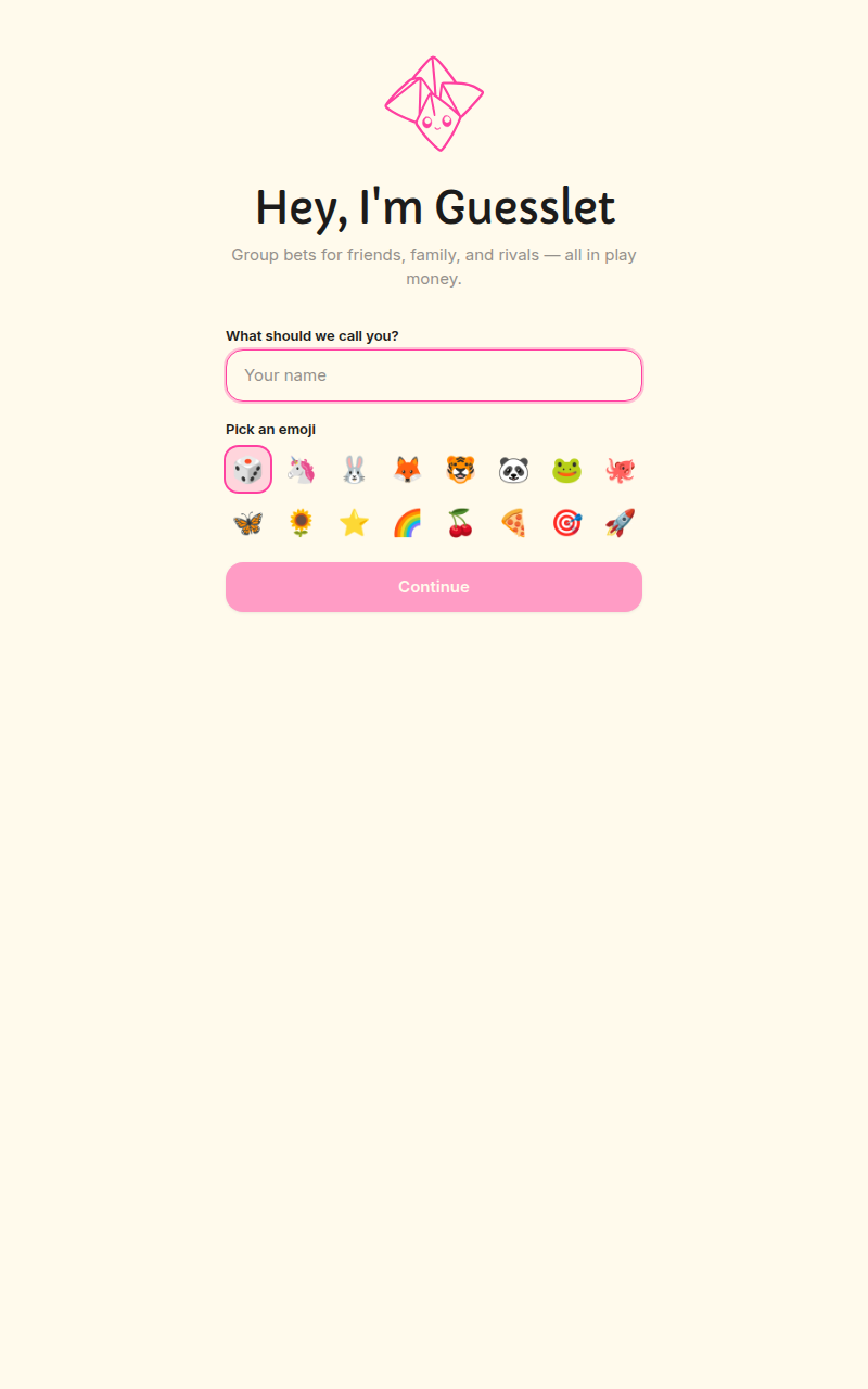 Welcome wizard step 1: Name and emoji picker