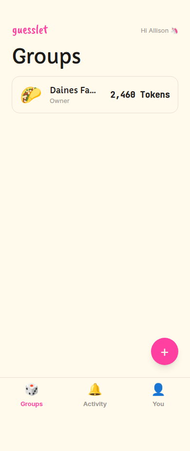 Groups list with Tour Group card